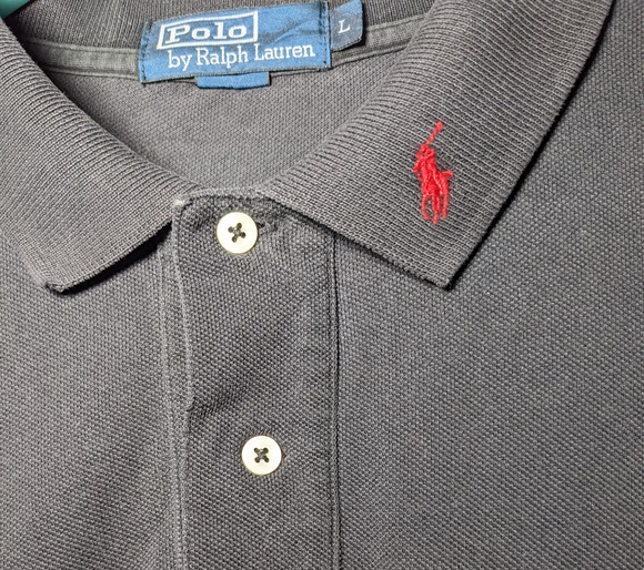 Ralph Lauren Men's Black Long Sleeve Cotton Polo Shirt Collar Logo Size Large L - Picture 4 of 6